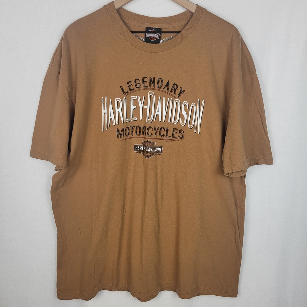 Harley-Davidson Mens 2XL T-Shirt Tan Legendary Apol's Minnesota Graphic Tee 2015